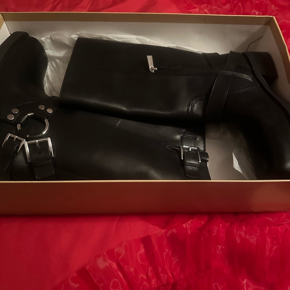 Michael Kors Black Leather Moto Boots